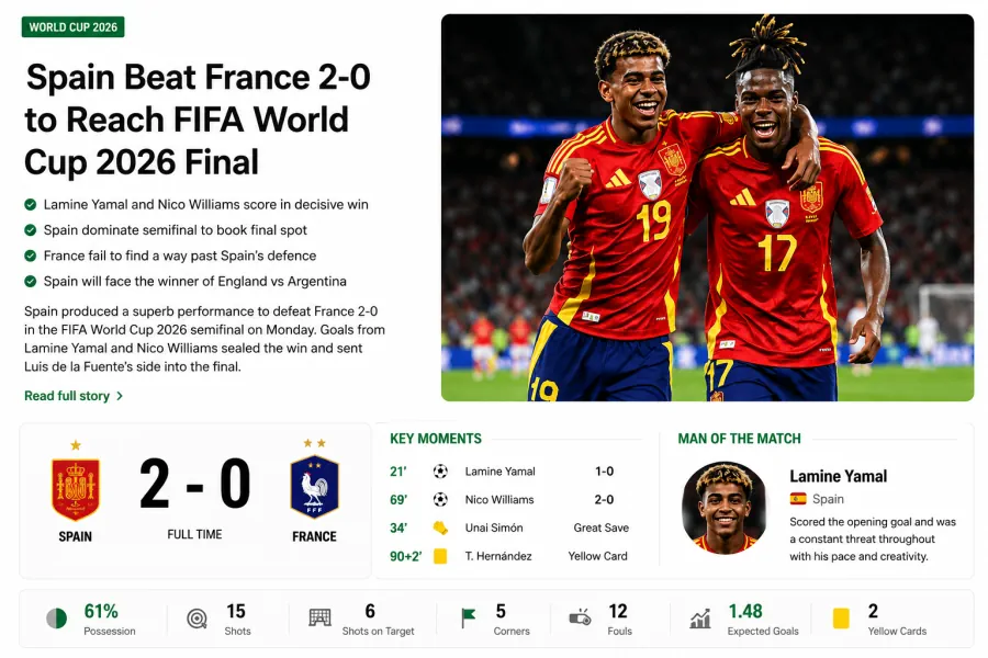 Spain Beat France 2-0 to Storm into FIFA World Cup 2026 Final