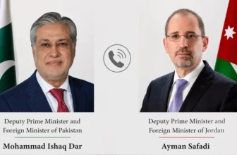 Ishaq Dar and Jordanian Foreign Minister Ayman Safadi discussed the worsening situation in Gaza and the occupied West Bank.
